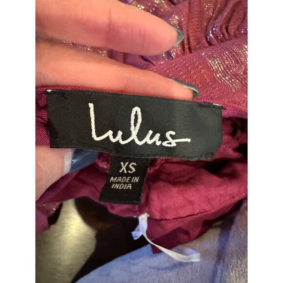 Lulus Dress Women XS Purple Magenta Charlize Metallic Striped Halter Midi NWT - Picture 12 of 15